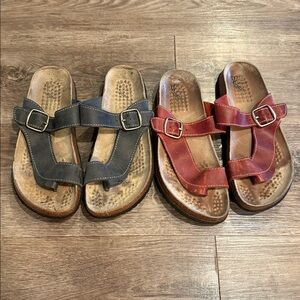 White Mountain Carly Leather Flat Sandals - 2 Pairs- Size 7